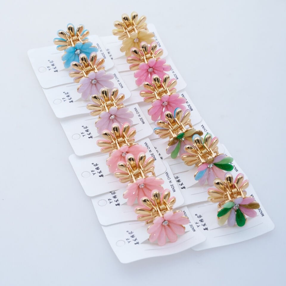 ÇİÇEKLİ TAŞLI METAL MANDAL KVS-67