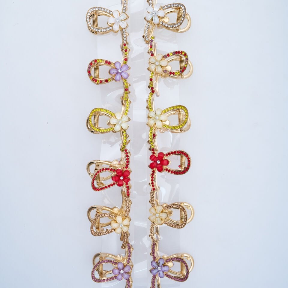 TAŞLI ÇİÇEKLİ METAL MANDAL M-29