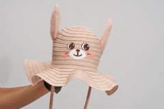 BASMALI ÇOCUK HASIR ŞAPKA KVS-022