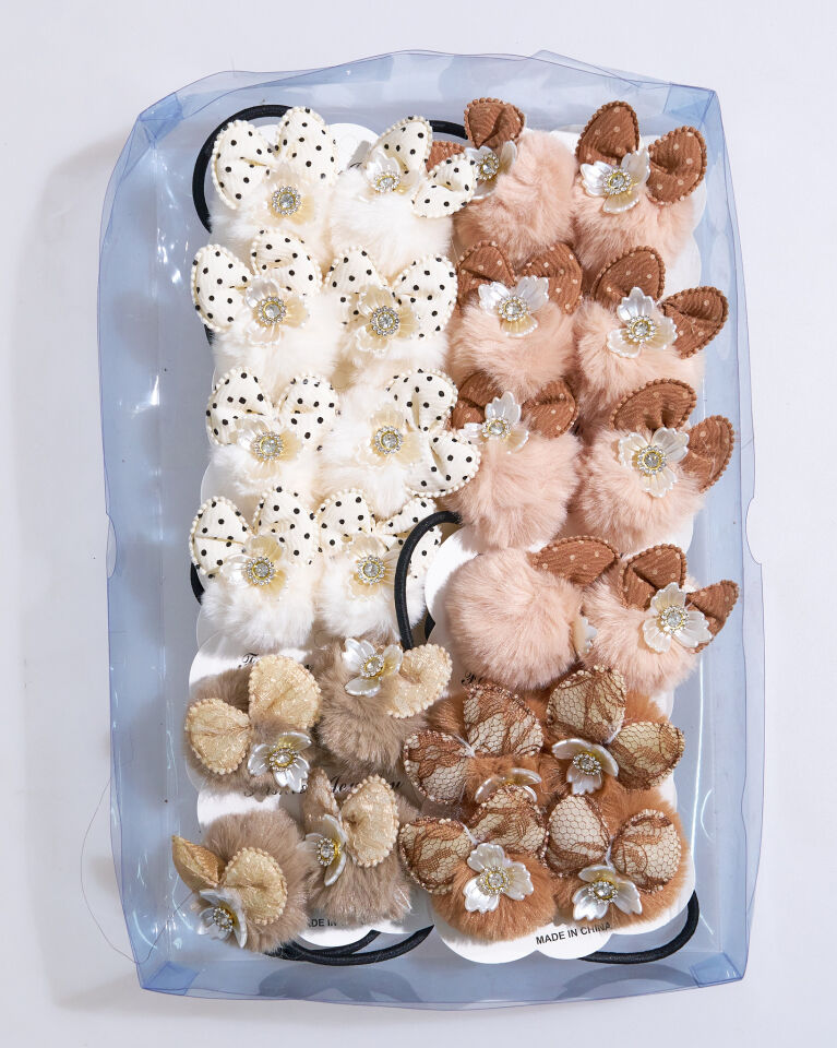 İKİLİ FİGÜRLÜ PONPON LASTİK TOKA